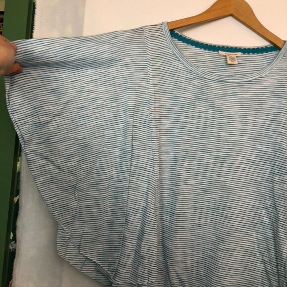 NEW NWT WESTBOUND Short Flutter Sleeve Tee Blue White Stripe Cotton Viscose Boho - Picture 4 of 8